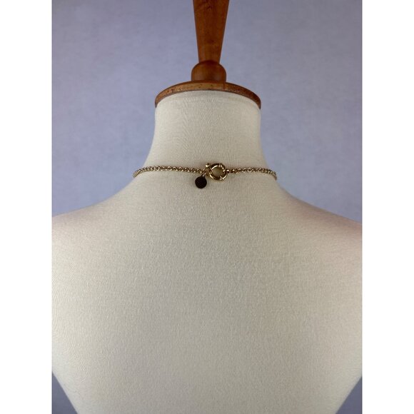 Marc Jacobs Gold Tone Pendant Necklace Enamel Circle Brown Yellow - Picture 3 of 8